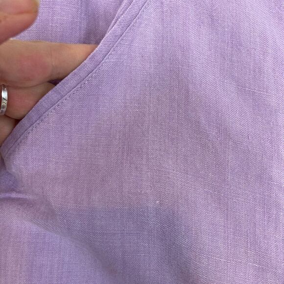 Linden Hill High Waist Cropped Linen Trousers w/ matching tie belt - Picture 4 of 9